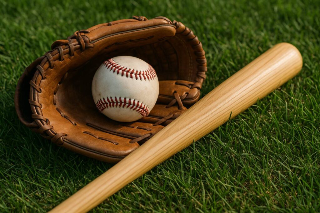 Baseball bat and mitt